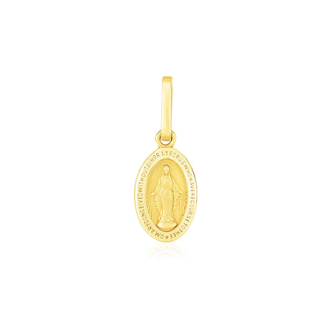 14k Yellow Gold Oval Religious Medal Pendant